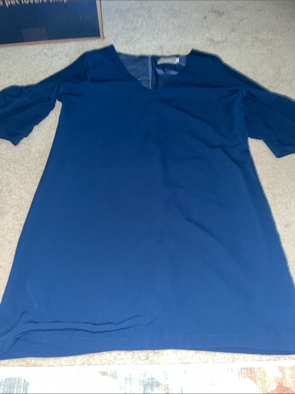 Relaxed V-Neck Tunic Dress in Deep Blue